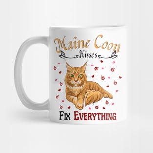 Maine Coon Kisses Fix Everything, Cute Maine Coon Cat Lover Mug